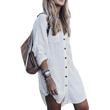 Load image into Gallery viewer, Women Loose Long Sleeve Swimsuit Cover Ups Button Down Beach Shirt