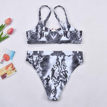 Load image into Gallery viewer, Women Luxury Leopard High Waist Bikini Swimsuit Women's Push Up Bra Tie Side Cutout Bikini Set High Cut Padded Solid Bating Suit Swimwear Female Bikini Set Bathing Suit