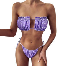 Load image into Gallery viewer, Women Luxury Leopard High Waist Bikini Swimsuit Women's Push Up Bra Tie Side Cutout Bikini Set High Cut Padded Solid Bating Suit Swimwear Female Bikini Set Bathing Suit