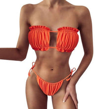 Load image into Gallery viewer, Women Luxury Leopard High Waist Bikini Swimsuit Women's Push Up Bra Tie Side Cutout Bikini Set High Cut Padded Solid Bating Suit Swimwear Female Bikini Set Bathing Suit