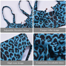Load image into Gallery viewer, Women Luxury Leopard High Waist Bikini Swimsuit Women's Push Up Bra Tie Side Cutout Bikini Set High Cut Padded Solid Bating Suit Swimwear Female Bikini Set Bathing Suit