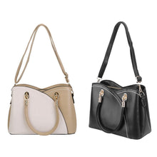 Load image into Gallery viewer, Women Medium Sized Leather Satchel Crossbody Bag with Stylish Stitching Detachable Strap