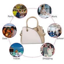 Load image into Gallery viewer, Women Medium Sized Leather Satchel Crossbody Bag with Stylish Stitching Detachable Strap