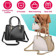 Load image into Gallery viewer, Women Medium Sized Leather Satchel Crossbody Bag with Stylish Stitching Detachable Strap