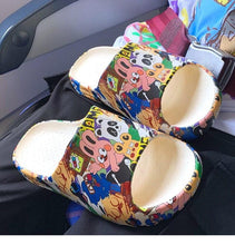 Load image into Gallery viewer, Women Men Summer Slippers Beach Slides Sandals Cartoon Flip Flops Thick Soled Boys Girls Couples Bathroom Shoes Non-Slip Quick Drying Soft Massage Slides Comfortable Lightweight Open Toe Pool Spa Sandals