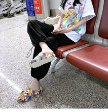 Load image into Gallery viewer, Women Men Summer Slippers Beach Slides Sandals Cartoon Flip Flops Thick Soled Boys Girls Couples Bathroom Shoes Non-Slip Quick Drying Soft Massage Slides Comfortable Lightweight Open Toe Pool Spa Sandals