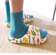 Load image into Gallery viewer, Women Men Summer Slippers Beach Slides Sandals Cartoon Flip Flops Thick Soled Boys Girls Couples Bathroom Shoes Non-Slip Quick Drying Soft Massage Slides Comfortable Lightweight Open Toe Pool Spa Sandals