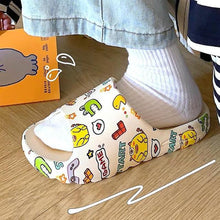 Load image into Gallery viewer, Women Men Summer Slippers Beach Slides Sandals Cartoon Flip Flops Thick Soled Boys Girls Couples Bathroom Shoes Non-Slip Quick Drying Soft Massage Slides Comfortable Lightweight Open Toe Pool Spa Sandals