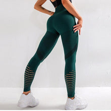 Load image into Gallery viewer, Women Mesh Leggings High Waist Seamless Fitness Leggings Fashion Female Gym Workout Leggings Seamless Gym Running Stylish Tight Athletic Leggings Soft Active Legging For Women