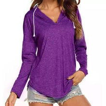 Load image into Gallery viewer, Women Modern Deep V Neck Solid Drawstring Loose Sweatshirt Basic Tunic