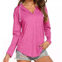Load image into Gallery viewer, Women Modern Deep V Neck Solid Drawstring Loose Sweatshirt Basic Tunic
