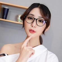 Load image into Gallery viewer, Women Myopia Glasses Ladies Blue And Anti Eye Strain Headache Computer Glasses Transparent Lens Film Coated Oval Formed Myopia Glasses -1.0 -1.5 -2.0 -2.5 -3.0 -3.5 -4.0 -4.5 -5.0 -5.5