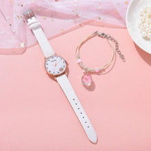 Load image into Gallery viewer, Women New Color Bear Fashion Student Quartz Watch Bracelet Combination Set Kids Girl Wrist Watch Bracelet Leather Rhinestone Luxury Design Simple Dress Women's Watches