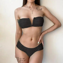 Load image into Gallery viewer, Women New High Waist Bikini Swimsuit Modern Swimwear Female Thong Brazilian Bikini Set Bathing Suit Bather Women's Twist Front High Waisted Bikini Swimsuit Halter Drawstring Tie Side Bottom Two Piece Bathing Suit