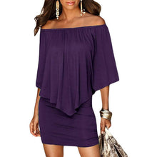 Load image into Gallery viewer, Women Off Shoulder Ruffles Bodycon Mini Dress