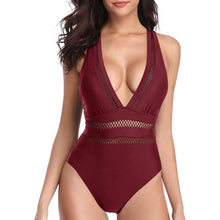 Load image into Gallery viewer, Women One Piece Plunge V Neck Monokini Sexy Hollow Out Swimsuit