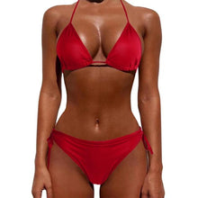 Load image into Gallery viewer, Women One Size Bright Color Swimwear Women's Bikini Pure Color Micro Bikini Charming Bra Bottom Swimsuits New Summer Style Lady Bandage Bikini Set Push-up Bra Bathing Suit Swimsuit