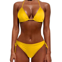 Load image into Gallery viewer, Women One Size Bright Color Swimwear Women's Bikini Pure Color Micro Bikini Charming Bra Bottom Swimsuits New Summer Style Lady Bandage Bikini Set Push-up Bra Bathing Suit Swimsuit
