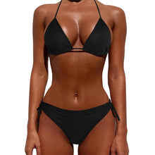 Load image into Gallery viewer, Women One Size Bright Color Swimwear Women's Bikini Pure Color Micro Bikini Charming Bra Bottom Swimsuits New Summer Style Lady Bandage Bikini Set Push-up Bra Bathing Suit Swimsuit