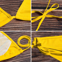 Load image into Gallery viewer, Women One Size Bright Color Swimwear Women's Bikini Pure Color Micro Bikini Charming Bra Bottom Swimsuits New Summer Style Lady Bandage Bikini Set Push-up Bra Bathing Suit Swimsuit
