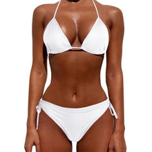 Load image into Gallery viewer, Women One Size Bright Color Swimwear Women's Bikini Pure Color Micro Bikini Charming Bra Bottom Swimsuits New Summer Style Lady Bandage Bikini Set Push-up Bra Bathing Suit Swimsuit