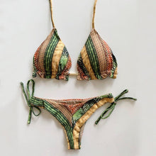 Load image into Gallery viewer, Women Push-up Bikini Swimwear Adjustable Swimsuit Bathing Suit Beachwear Women's Tie Bikini Lace Up Bottom String Swimsuit Bandage Swim Beach Wear Summer Comfortable Bikini Set