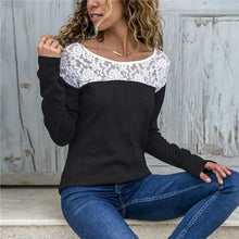 Load image into Gallery viewer, Women Round Neck Sexy Lace Casual Long-Sleeved Top