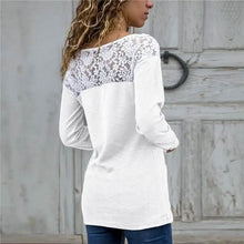 Load image into Gallery viewer, Women Round Neck Sexy Lace Casual Long-Sleeved Top