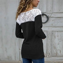 Load image into Gallery viewer, Women Round Neck Sexy Lace Casual Long-Sleeved Top