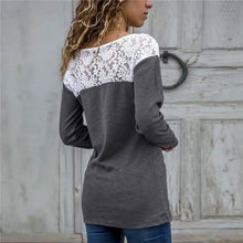 Load image into Gallery viewer, Women Round Neck Sexy Lace Casual Long-Sleeved Top