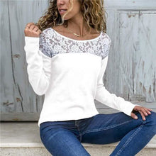 Load image into Gallery viewer, Women Round Neck Sexy Lace Casual Long-Sleeved Top