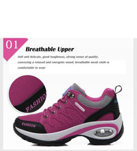Load image into Gallery viewer, Women Running Air Cushion Athletic Sneakers Walking Breathable Sport Lace Up Hight Platform Casual Shoes Womens Mesh Sneakers Fashion Tennis Breathable Walking Gym Work Shoes