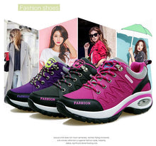 Load image into Gallery viewer, Women Running Air Cushion Athletic Sneakers Walking Breathable Sport Lace Up Hight Platform Casual Shoes Womens Mesh Sneakers Fashion Tennis Breathable Walking Gym Work Shoes