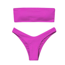 Load image into Gallery viewer, Women's Bikini Two Piece Swimsuit Swimwear Beach Bathing Suit Woman Two-Piece Strapless Padded High Cut Bandeau Bathing Suit Swimwear