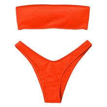 Load image into Gallery viewer, Women's Bikini Two Piece Swimsuit Swimwear Beach Bathing Suit Woman Two-Piece Strapless Padded High Cut Bandeau Bathing Suit Swimwear