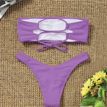 Load image into Gallery viewer, Women's Bikini Two Piece Swimsuit Swimwear Beach Bathing Suit Woman Two-Piece Strapless Padded High Cut Bandeau Bathing Suit Swimwear