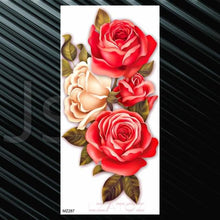 Load image into Gallery viewer, Women's Fashion Flower Temporary Tattoos Sticker Fake Rose Waterproof Large Realistic Black Colorful Flowers Tattoos