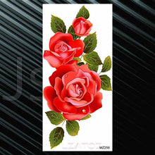 Load image into Gallery viewer, Women's Fashion Flower Temporary Tattoos Sticker Fake Rose Waterproof Large Realistic Black Colorful Flowers Tattoos