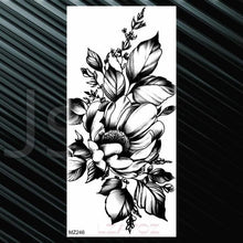 Load image into Gallery viewer, Women's Fashion Flower Temporary Tattoos Sticker Fake Rose Waterproof Large Realistic Black Colorful Flowers Tattoos