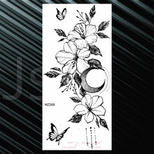 Load image into Gallery viewer, Women's Fashion Flower Temporary Tattoos Sticker Fake Rose Waterproof Large Realistic Black Colorful Flowers Tattoos