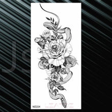 Load image into Gallery viewer, Women's Fashion Flower Temporary Tattoos Sticker Fake Rose Waterproof Large Realistic Black Colorful Flowers Tattoos