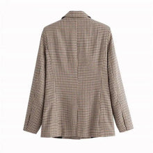 Load image into Gallery viewer, Women's Fashionable Office Wear Double Breasted Plaid Blazer Coat Vintage Long Sleeve Pockets Female Outerwear Chic Tops