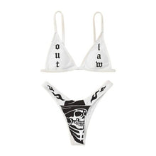Load image into Gallery viewer, Women’s Funny Printed 2Pcs Bikini Suits Women's Scalloped Triangle Bikini Print Bottom Two Piece Swimsuit Deep V-neck Detachable Breast Pad Sling Tops with Triangle Bottoms Swimsuits