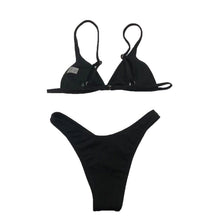 Load image into Gallery viewer, Women’s Funny Printed 2Pcs Bikini Suits Women's Scalloped Triangle Bikini Print Bottom Two Piece Swimsuit Deep V-neck Detachable Breast Pad Sling Tops with Triangle Bottoms Swimsuits