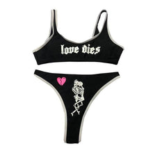 Load image into Gallery viewer, Women’s Funny Printed 2Pcs Bikini Suits Women's Scalloped Triangle Bikini Print Bottom Two Piece Swimsuit Deep V-neck Detachable Breast Pad Sling Tops with Triangle Bottoms Swimsuits