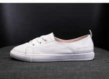 Load image into Gallery viewer, Women's Genuine Leather Sneakers Casual Fashionable Sports Shoes Vulcanized Woman Summer Flat Shoe Leather Women Lace Up Casual Shoes White Fashion Sneakers