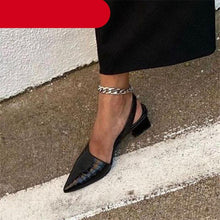 Load image into Gallery viewer, Women's Pointed Toes Pumps Luxury Heels Sandals Summer New Vintage Woman Lady Sandals Fashion Heel Sandals Mid Block Square Heel Slip On Pointed Toe Office Sandal