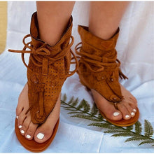 Load image into Gallery viewer, Women's Sandals Retro Ladies Flip Flops Clip Toe Vintage Black Boots Casual Fashion Summer Woman Clip Toe Vintage Boots Casual Tassel Rome Fashion Summer Comfortable Woman Shoes