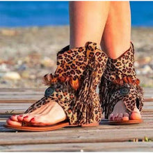 Load image into Gallery viewer, Women's Sandals Retro Ladies Flip Flops Clip Toe Vintage Black Boots Casual Fashion Summer Woman Clip Toe Vintage Boots Casual Tassel Rome Fashion Summer Comfortable Woman Shoes