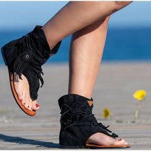 Load image into Gallery viewer, Women's Sandals Retro Ladies Flip Flops Clip Toe Vintage Black Boots Casual Fashion Summer Woman Clip Toe Vintage Boots Casual Tassel Rome Fashion Summer Comfortable Woman Shoes